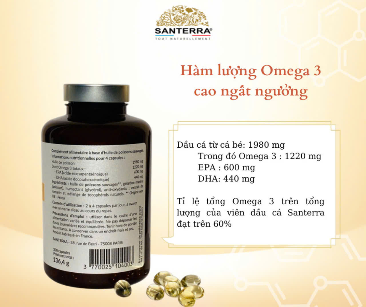 Viên uống SANTERRA Omega 3 Premium 200 viên - Ảnh 10