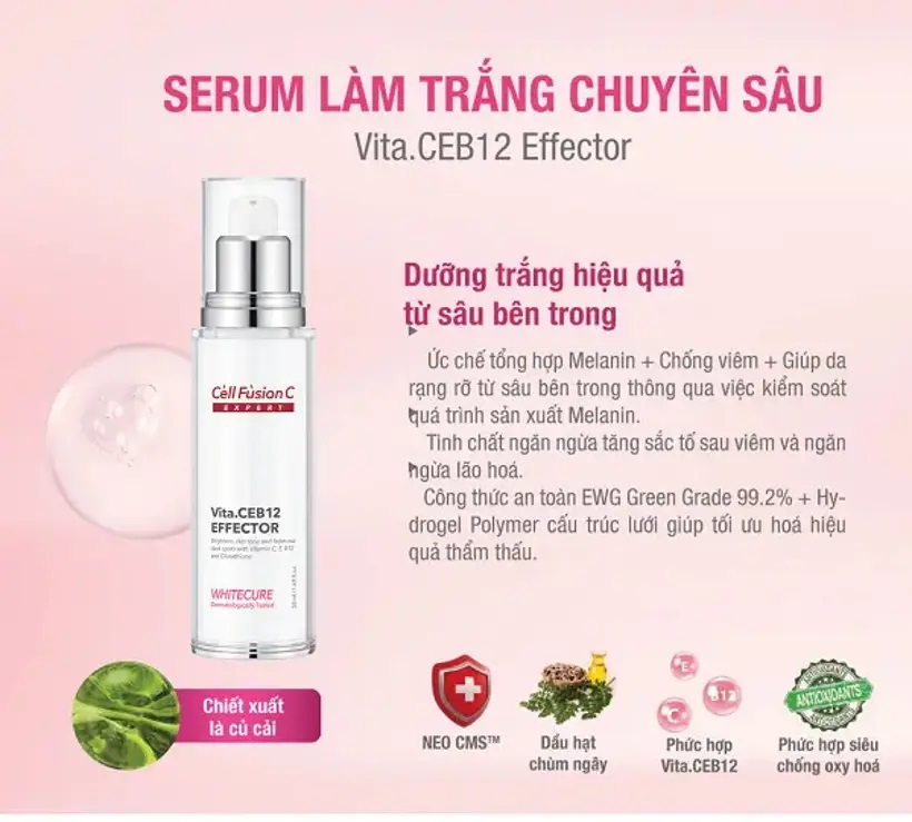 Tinh chất dưỡng trắng & đều màu da 50ml - Cell Fusion C Expert WhiteCure VITA.CEB12 EFFECTOR - Ảnh 2