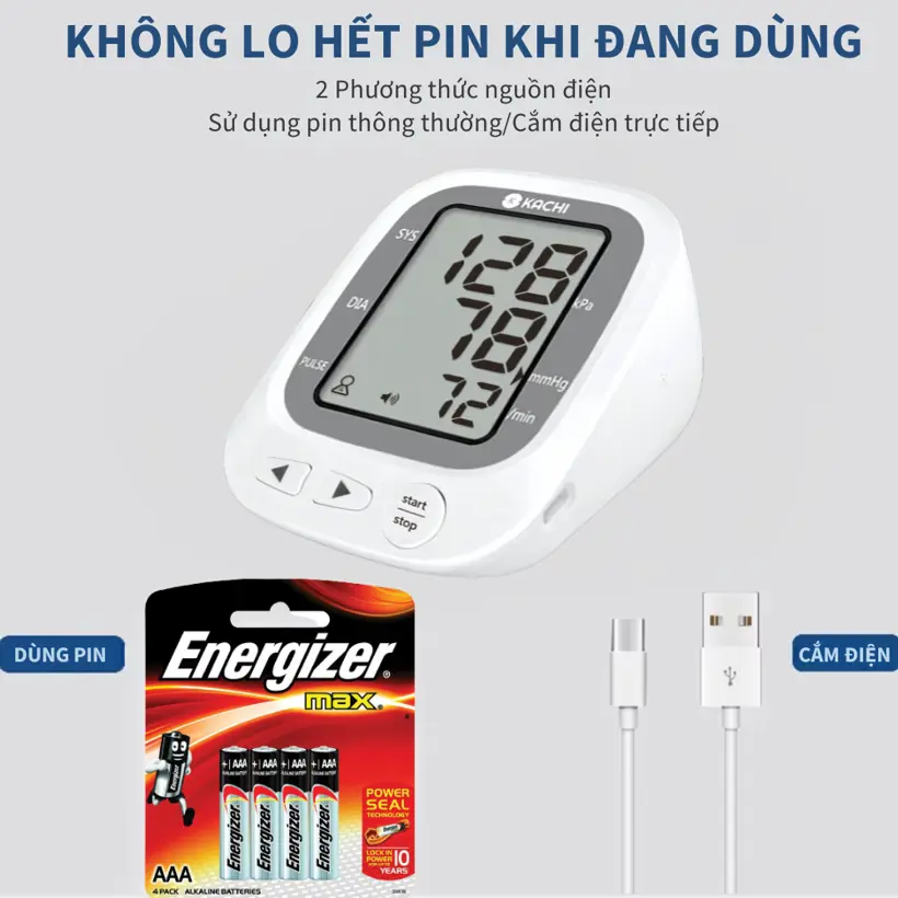 Máy đo huyết áp bắp tay Kachi JN-163B- kết quả tiếng Việt - Ảnh 2